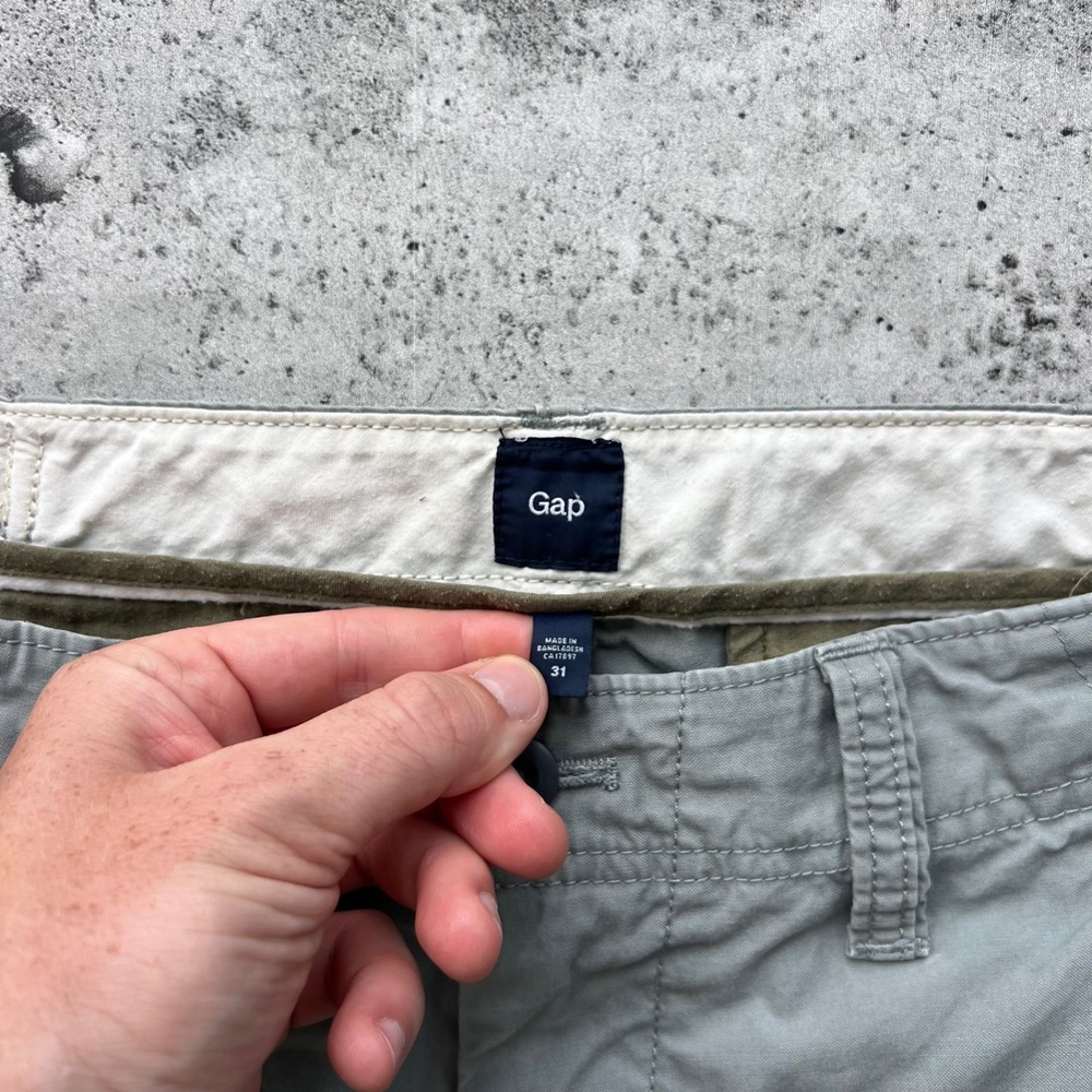 Y2K Gap Shorts Men 31 Grey Green Utility Gorpcore Hiking Cargo Skater Outdoors - Picture 2 of 7
